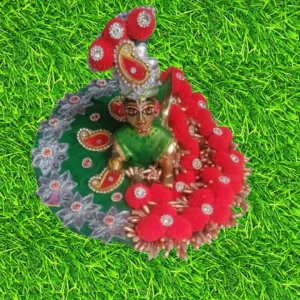 Laddu Gopal Fancy Festival Dress with Choli and Mukut Set (Silk)