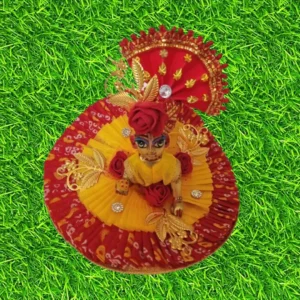 Laddu Gopal Festival Special Heavy Cotton Dress with Matching Mukut