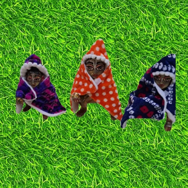 Laddu Gopal Ji Winter Velvet Hoodi Dress (3 Random Color)