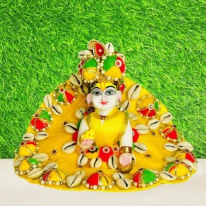 Yellow Kodi Multicolor Cap Work Laddu Gopal dress